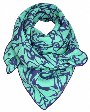 Musselin-Schal Damen Mintgrün gemustert 140 × 140 cm von OBERMUTTI